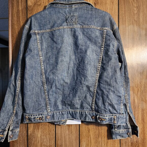 Vtg Eddie Bauer Jacket Mens MEDIUM Blue Denim Sport Shop Workwear Western Y2K - Picture 3 of 6